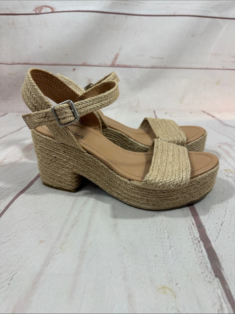Soda Women’s Natural Espadrille Platform Sandals - Beige 8.5